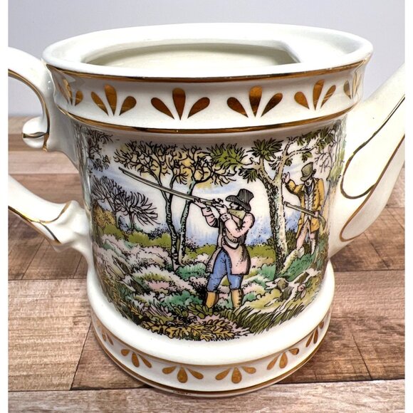 Sadler Sporting Scenes 18th Century Shooting Teapot Made In England Ceramic With - Picture 2 of 5